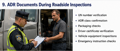 ADR roadside inspection checking dangerous goods transport documents in Europe